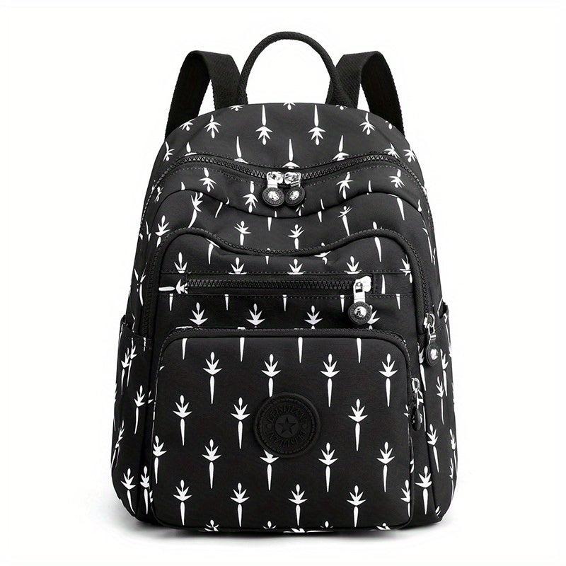 Flower Print Backpack Women Travel Daypack Lightweight Nylon School Bag