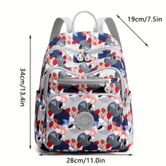 Flower Print Backpack Women Travel Daypack Lightweight Nylon School Bag