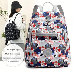 Flower Print Backpack Women Travel Daypack Lightweight Nylon School Bag