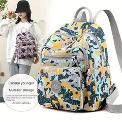 Flower Print Backpack Women Travel Daypack Lightweight Nylon School Bag