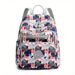 Flower Print Backpack Women Travel Daypack Lightweight Nylon School Bag