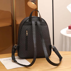 3pcs Retro Plaid Backpack Crossbody Bag Set PVC Textured School Travel Bag