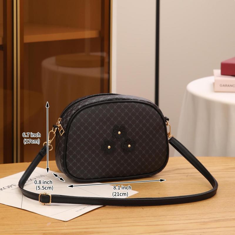 3pcs Retro Plaid Backpack Crossbody Bag Set PVC Textured School Travel Bag