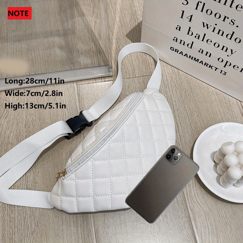 Women's PU Leather Waist Bag Lady's Fanny Pack Diamond Embroidery Shoulder Bag