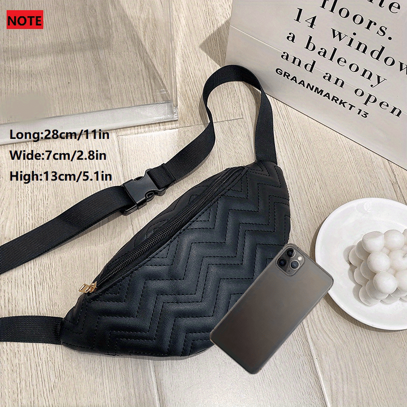 Women's PU Leather Waist Bag Lady's Fanny Pack Diamond Embroidery Shoulder Bag