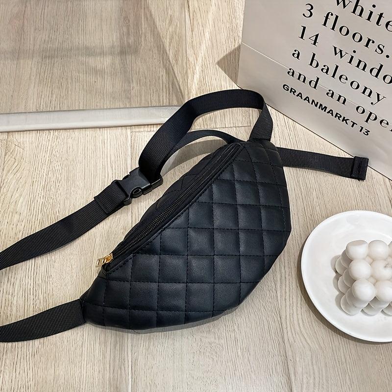 Women's PU Leather Waist Bag Lady's Fanny Pack Diamond Embroidery Shoulder Bag