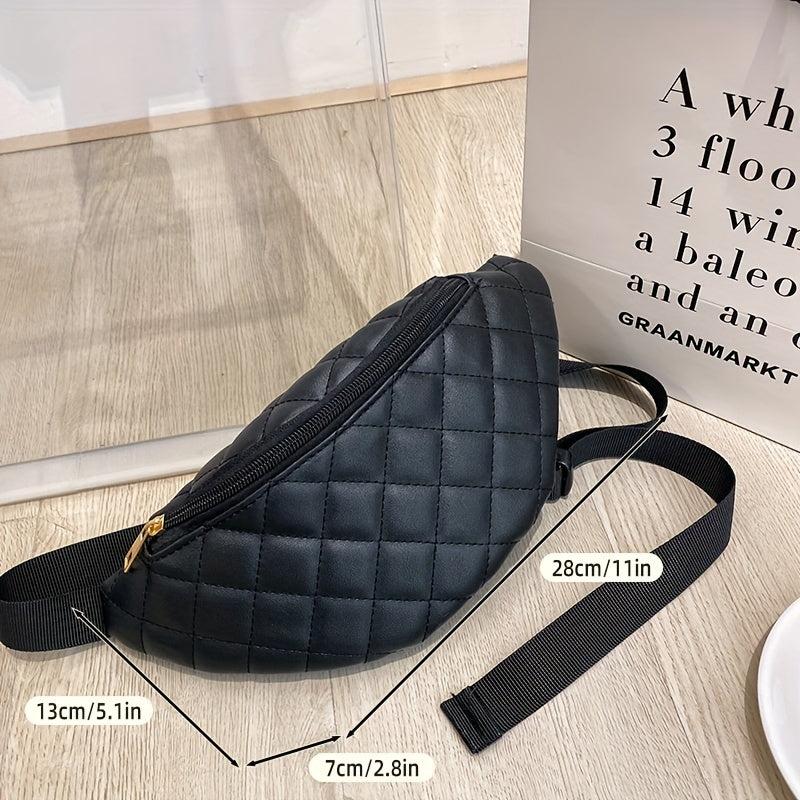 Women's PU Leather Waist Bag Lady's Fanny Pack Diamond Embroidery Shoulder Bag