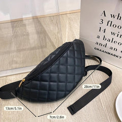 Women's PU Leather Waist Bag Lady's Fanny Pack Diamond Embroidery Shoulder Bag