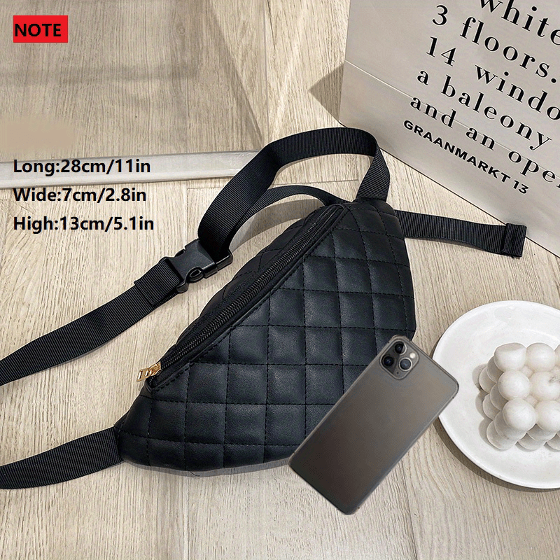 Women's PU Leather Waist Bag Lady's Fanny Pack Diamond Embroidery Shoulder Bag