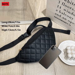 Women's PU Leather Waist Bag Lady's Fanny Pack Diamond Embroidery Shoulder Bag