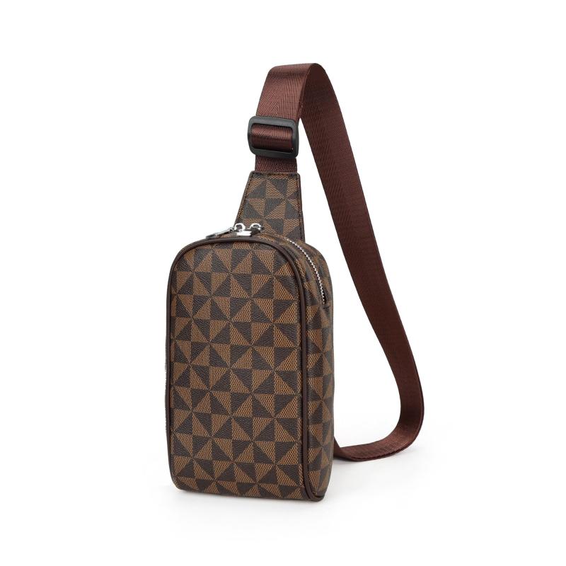 Men's PU Leather Print Chest Bag Shoulder Bag