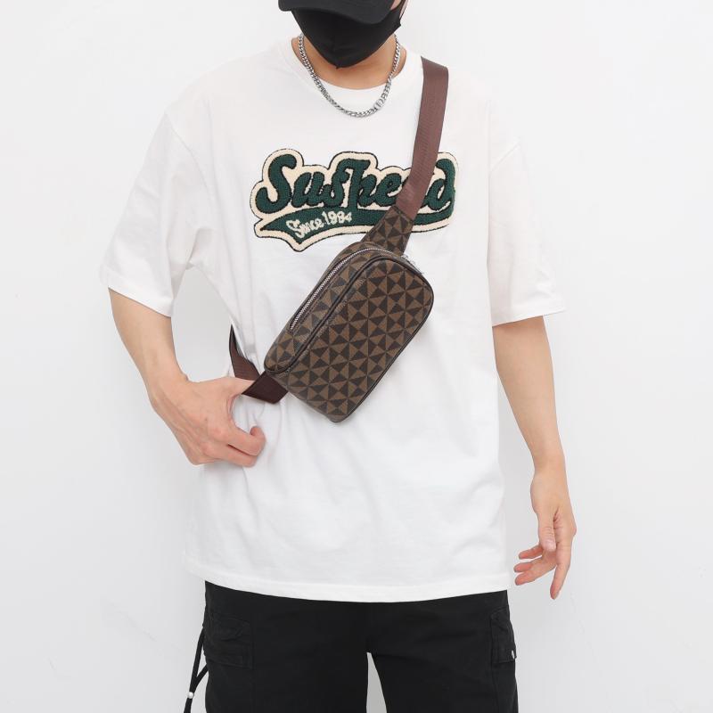 Men's PU Leather Print Chest Bag Shoulder Bag