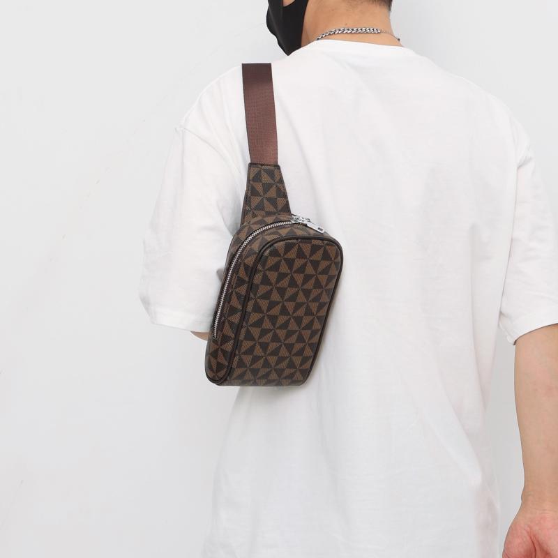Men's PU Leather Print Chest Bag Shoulder Bag