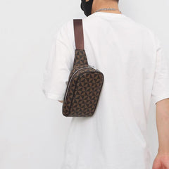 Men's PU Leather Print Chest Bag Shoulder Bag