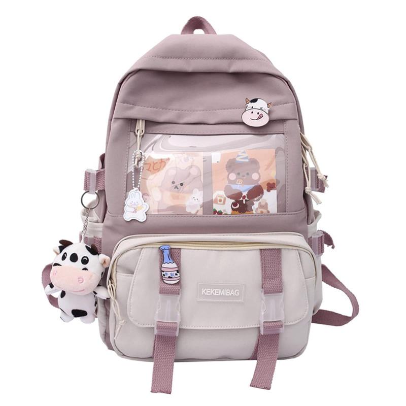 Women's Colorblock Backpack Harajuku Style Schoolbag