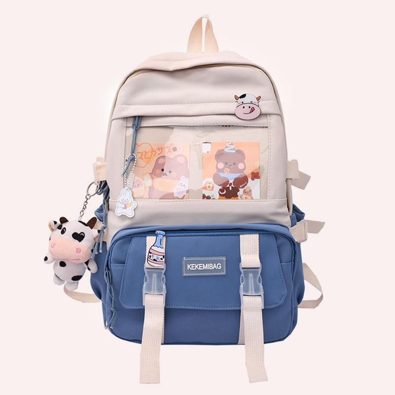 Women's Colorblock Backpack Harajuku Style Schoolbag