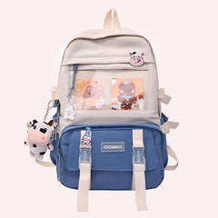 Women's Colorblock Backpack Harajuku Style Schoolbag