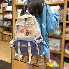 Women's Colorblock Backpack Harajuku Style Schoolbag