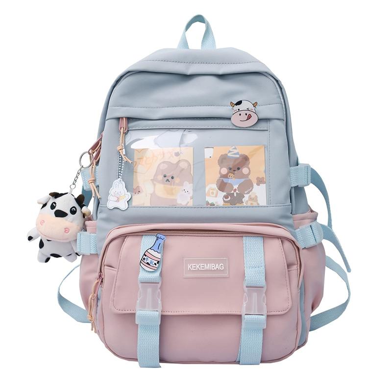 Women's Colorblock Backpack Harajuku Style Schoolbag