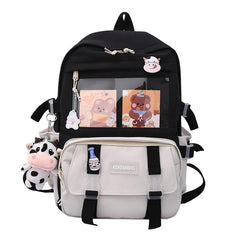 Women's Colorblock Backpack Harajuku Style Schoolbag