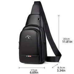 Men's PU Leather Chest Bag Business Shoulder Bag Travel Mountaineering