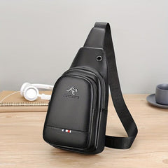 Men's PU Leather Chest Bag Business Shoulder Bag Travel Mountaineering