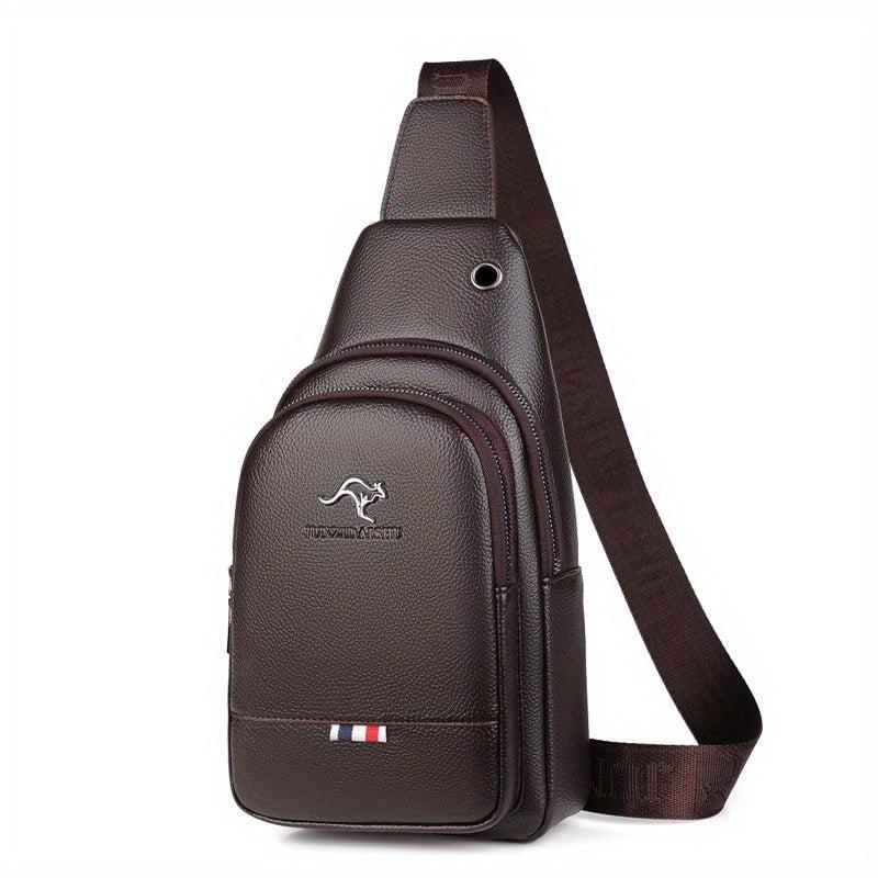 Men's PU Leather Chest Bag Business Shoulder Bag Travel Mountaineering