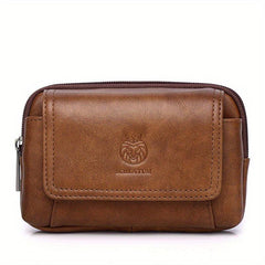 SCHLATUM Men's Leather Waist Bag Cowhide Leather Wearing Belt Phone Bag