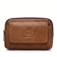 SCHLATUM Men's Leather Waist Bag Cowhide Leather Wearing Belt Phone Bag