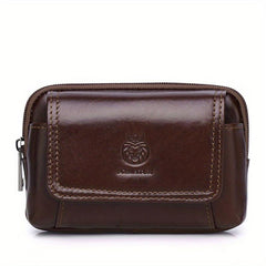 SCHLATUM Men's Leather Waist Bag Cowhide Leather Wearing Belt Phone Bag