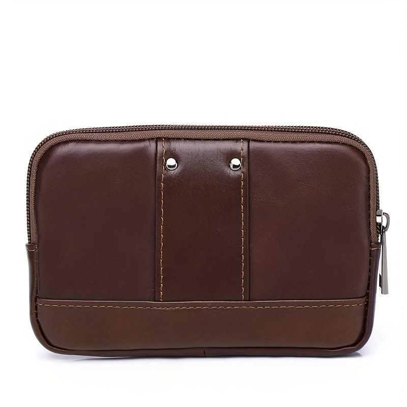 SCHLATUM Men's Leather Waist Bag Cowhide Leather Wearing Belt Phone Bag
