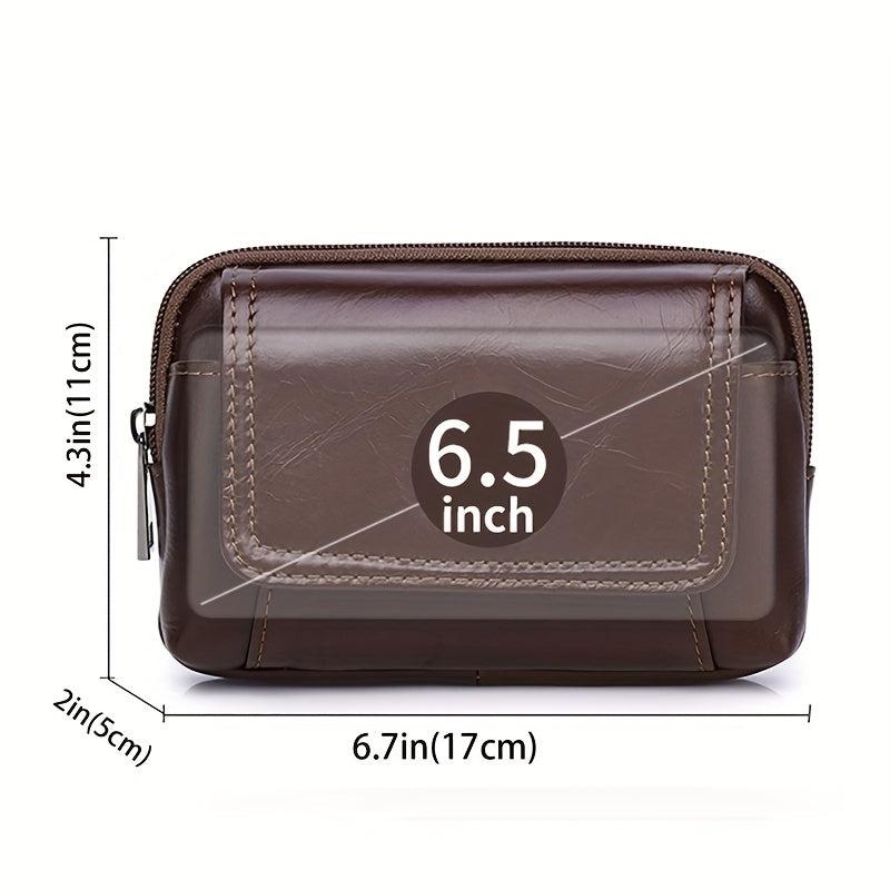 SCHLATUM Men's Leather Waist Bag Cowhide Leather Wearing Belt Phone Bag