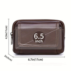 SCHLATUM Men's Leather Waist Bag Cowhide Leather Wearing Belt Phone Bag