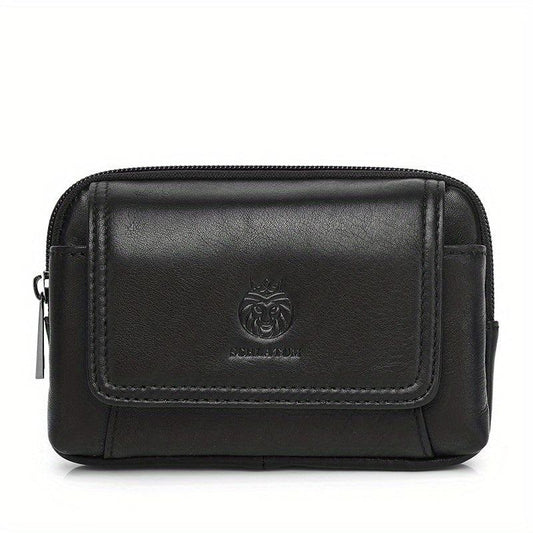 SCHLATUM Men's Leather Waist Bag Cowhide Leather Wearing Belt Phone Bag