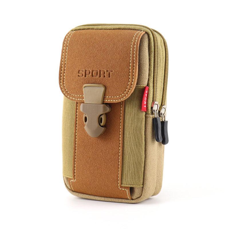 Canvas Leather Phone Bag Waist Bag Waterproof Coin Purse