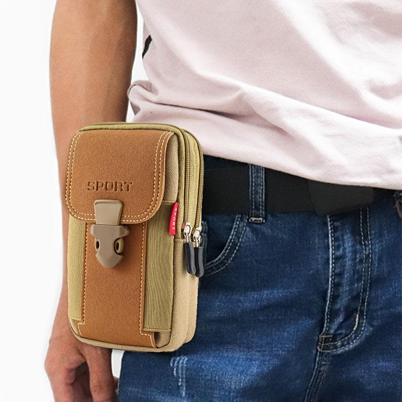 Canvas Leather Phone Bag Waist Bag Waterproof Coin Purse