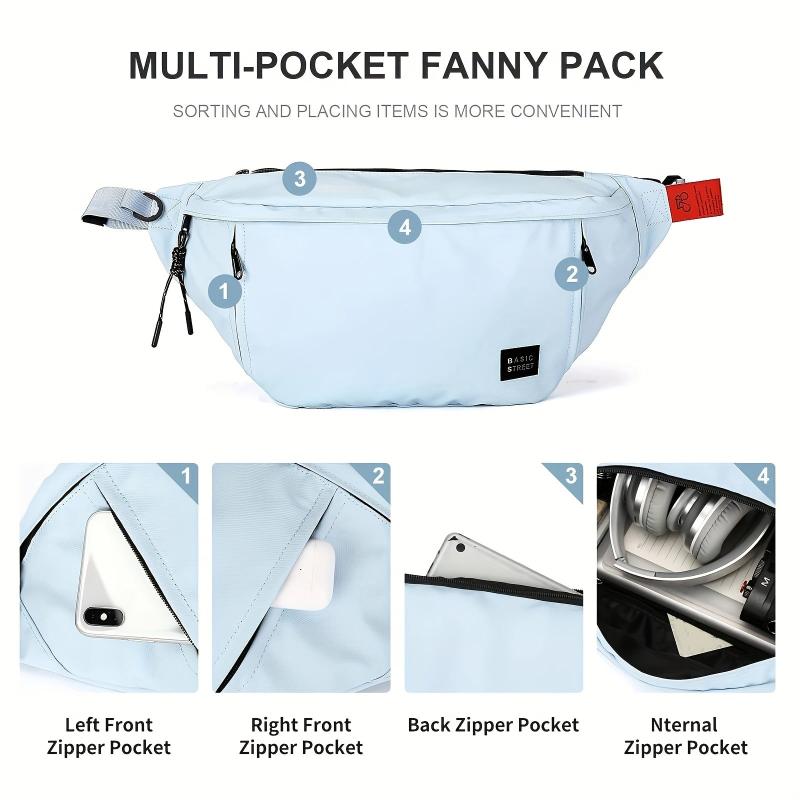 Large Waterproof Fanny Pack for Men Women