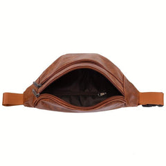 Men's Retro PU Leather Fanny Pack Chest Bag Casual Waist Bag