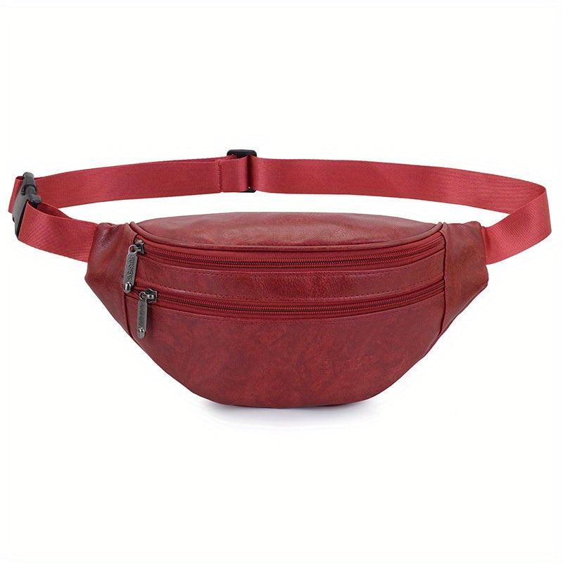 Men's Retro PU Leather Fanny Pack Chest Bag Casual Waist Bag