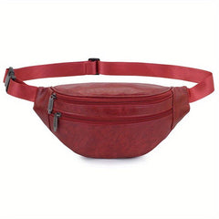 Men's Retro PU Leather Fanny Pack Chest Bag Casual Waist Bag