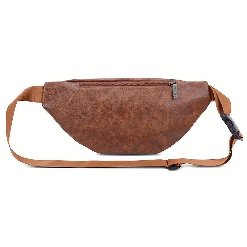 Men's Retro PU Leather Fanny Pack Chest Bag Casual Waist Bag