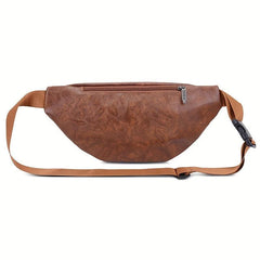 Men's Retro PU Leather Fanny Pack Chest Bag Casual Waist Bag