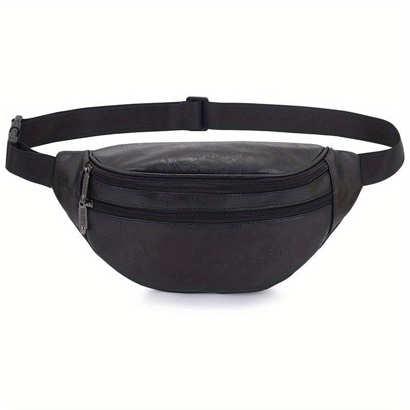 Men's Retro PU Leather Fanny Pack Chest Bag Casual Waist Bag
