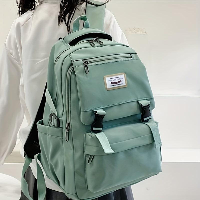 Solid Backpack Nylon Large Capacity Women Commute Bag