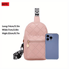 Embroidered Diamond Check Chest Bag Zipper Casual Shoulder Bag