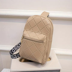 Embroidered Diamond Check Chest Bag Zipper Casual Shoulder Bag