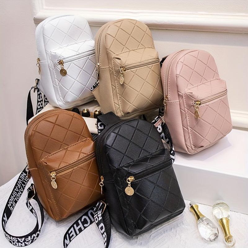Embroidered Diamond Check Chest Bag Zipper Casual Shoulder Bag