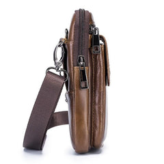 Men's Cowhide Mobile Phone Pocket Leather Belt Bag Casual Bag