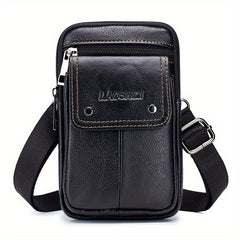 Men's Cowhide Mobile Phone Pocket Leather Belt Bag Casual Bag