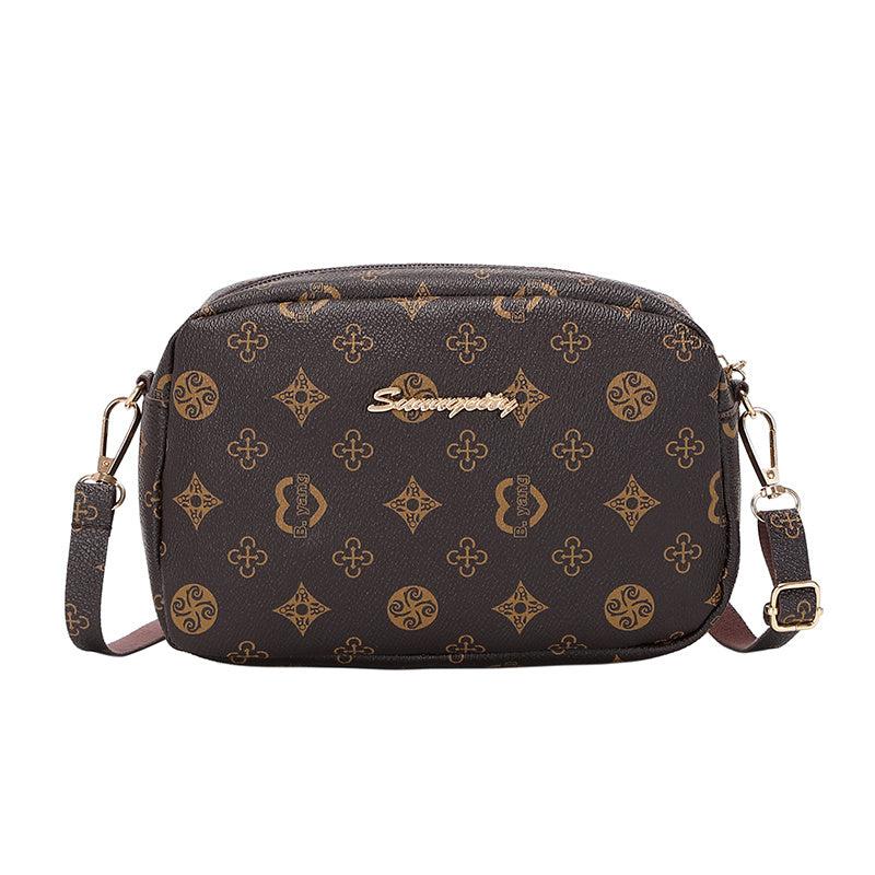 Geometric Pattern Crossbody Bag Single Shoulder Bag Metal Letter Decor